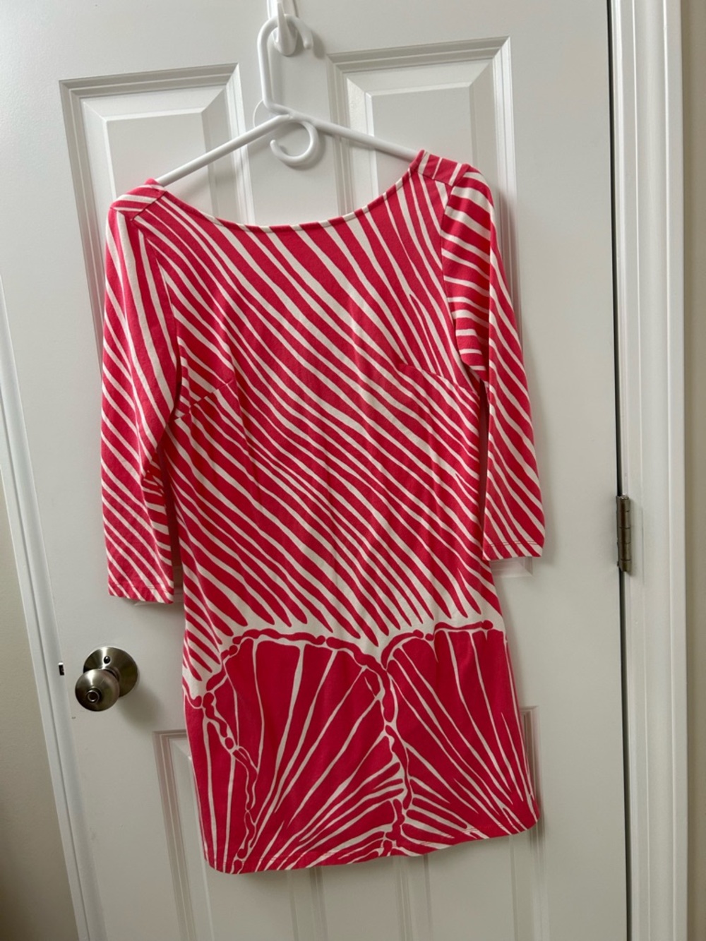 Lilly Pulitzer Pink and White Striped Knit Dress more orangy and white